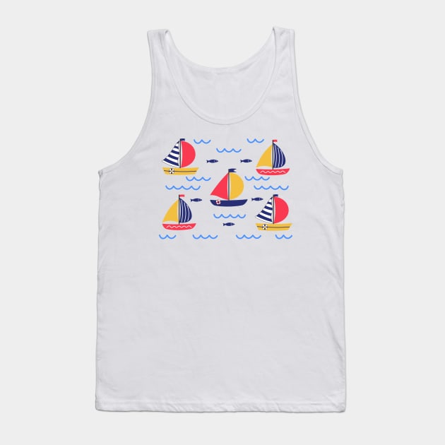 Sailboat regatta in sea ocean. Summer outdoor sports activity concept. Tank Top by Nalidsa